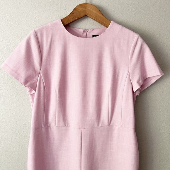 Ann Taylor Crewneck Flare Short Sleeve Pink Sheath Dress Women's Size 14 petite - Picture 3 of 15